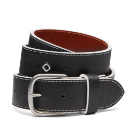 Black CalfSKN™ Leather Belt with Edge Accents