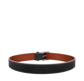 Black CalfSKN™ Leather Belt with Edge Accents