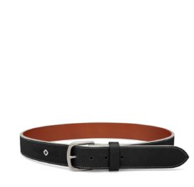 Black CalfSKN™ Leather Belt with Edge Accents
