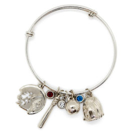 Charm Bangle Bracelet – Silver <em>Includes 3 Charms and 2 Gems</em>
