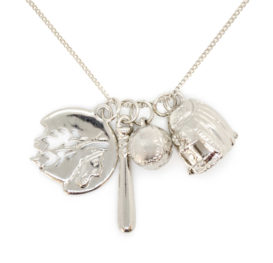 Charm Necklace – Silver <em>Includes 3 Charms and 2 Gems</em>