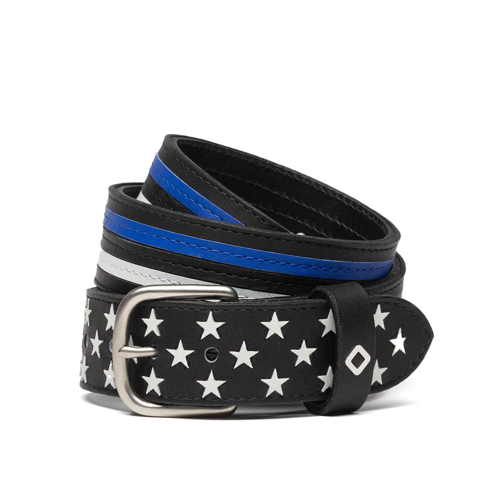 Hand Woven Belt White with Blue Star main image 1