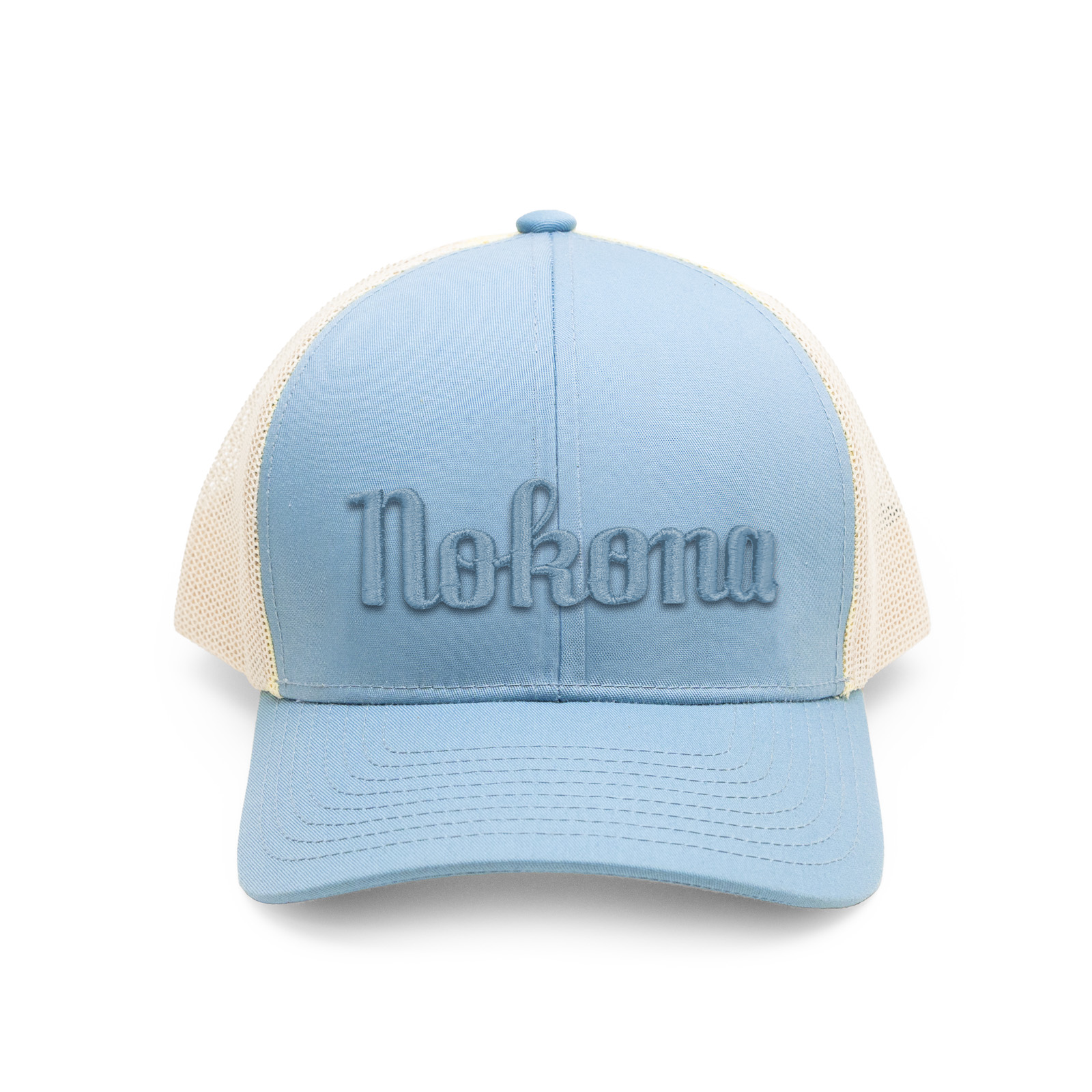 Nokona Logo Snapback Hat - Columbia Blue + Cream - Nokona Ballgloves